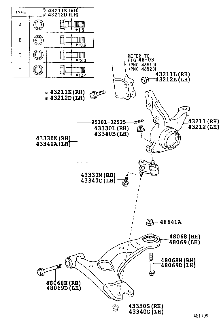 43212-02140 KNUCKLE, STEERING, LH product image