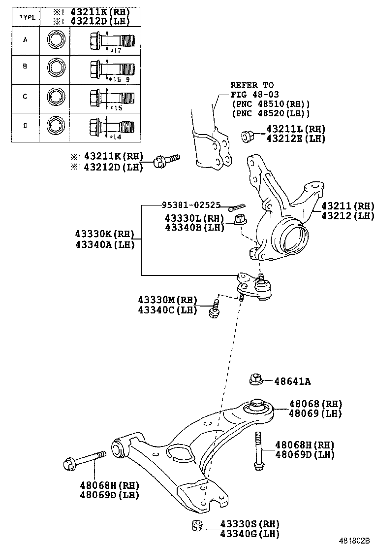 90105-17011 BOLT (FOR STEERING KNUCKLE RH) product image