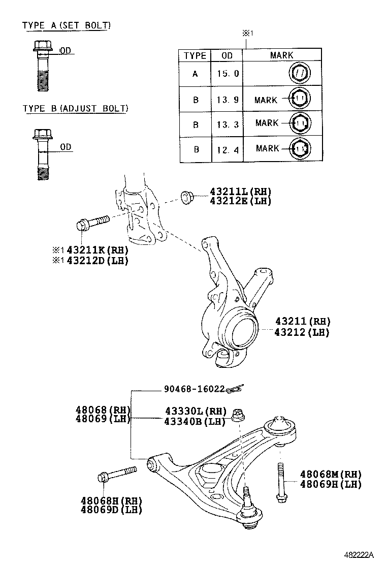 43212-0D170 KNUCKLE, STEERING, LH product image