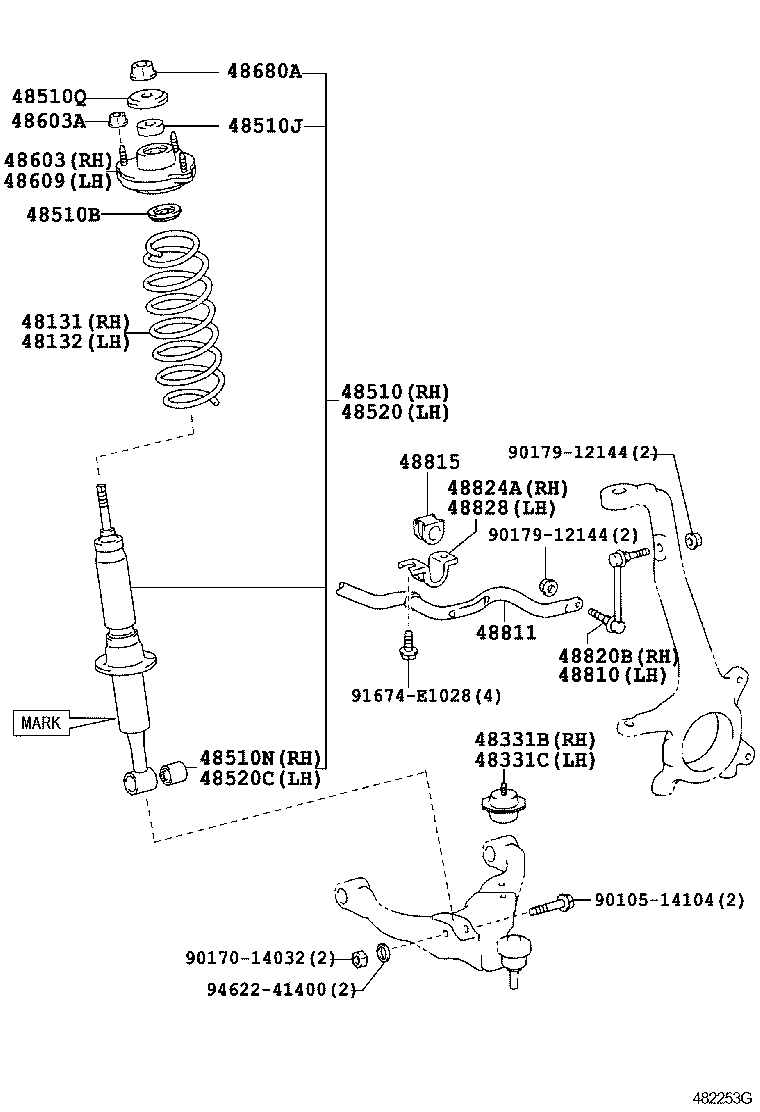 Toyota 48131-35540 SPRING, FRONT COIL, RH
