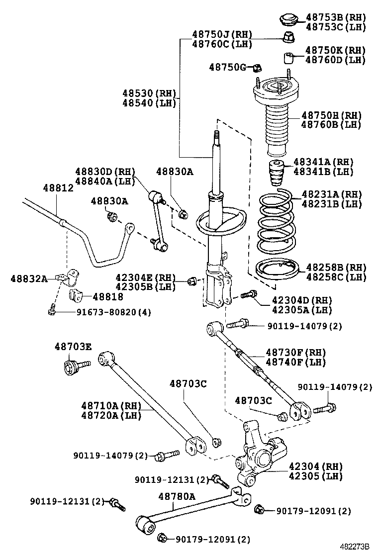 Toyota 48530-80524 ABSORBER ASSY, SHOCK, REAR RH
