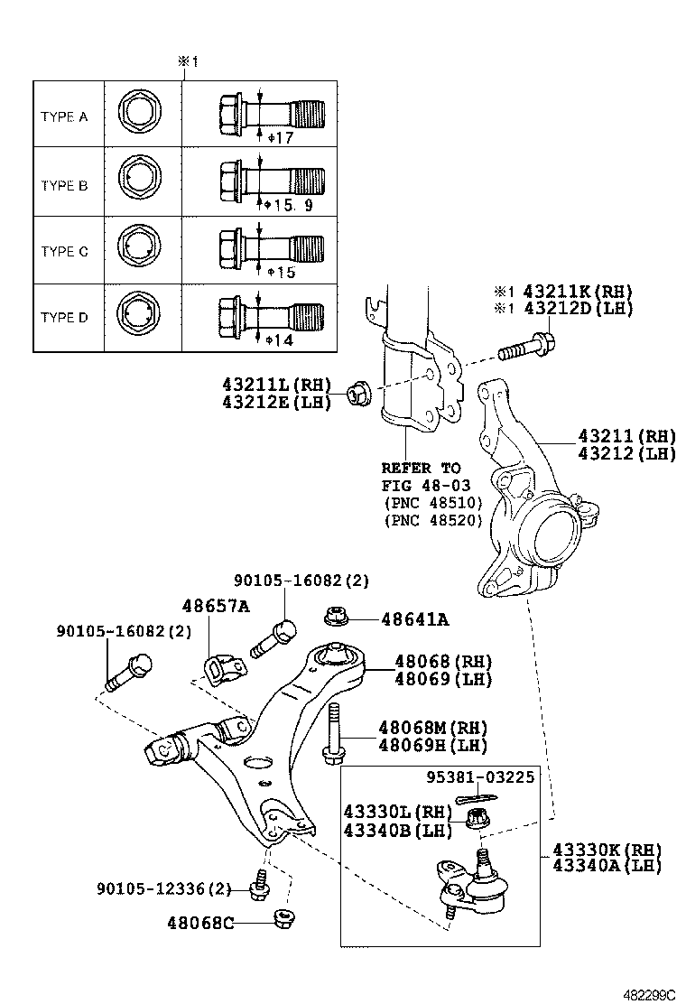 43212-06130 KNUCKLE, STEERING, LH product image