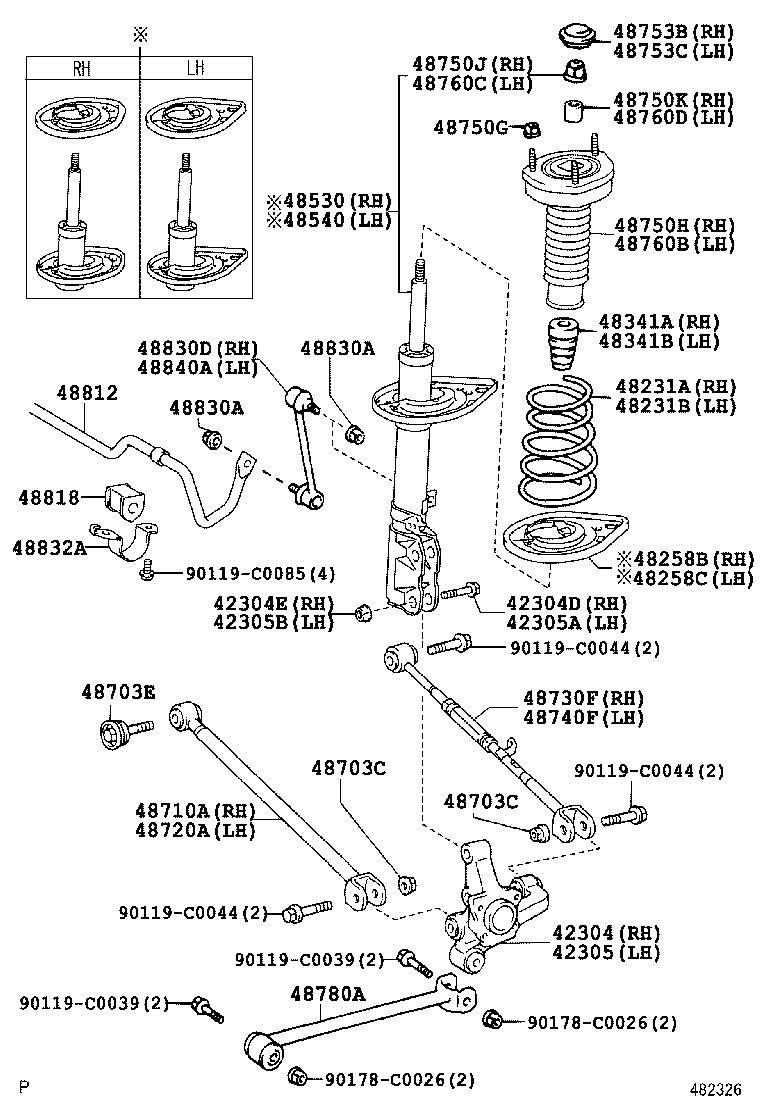 42304-06200 CARRIER SUB-ASSY, REAR AXLE, RH product image