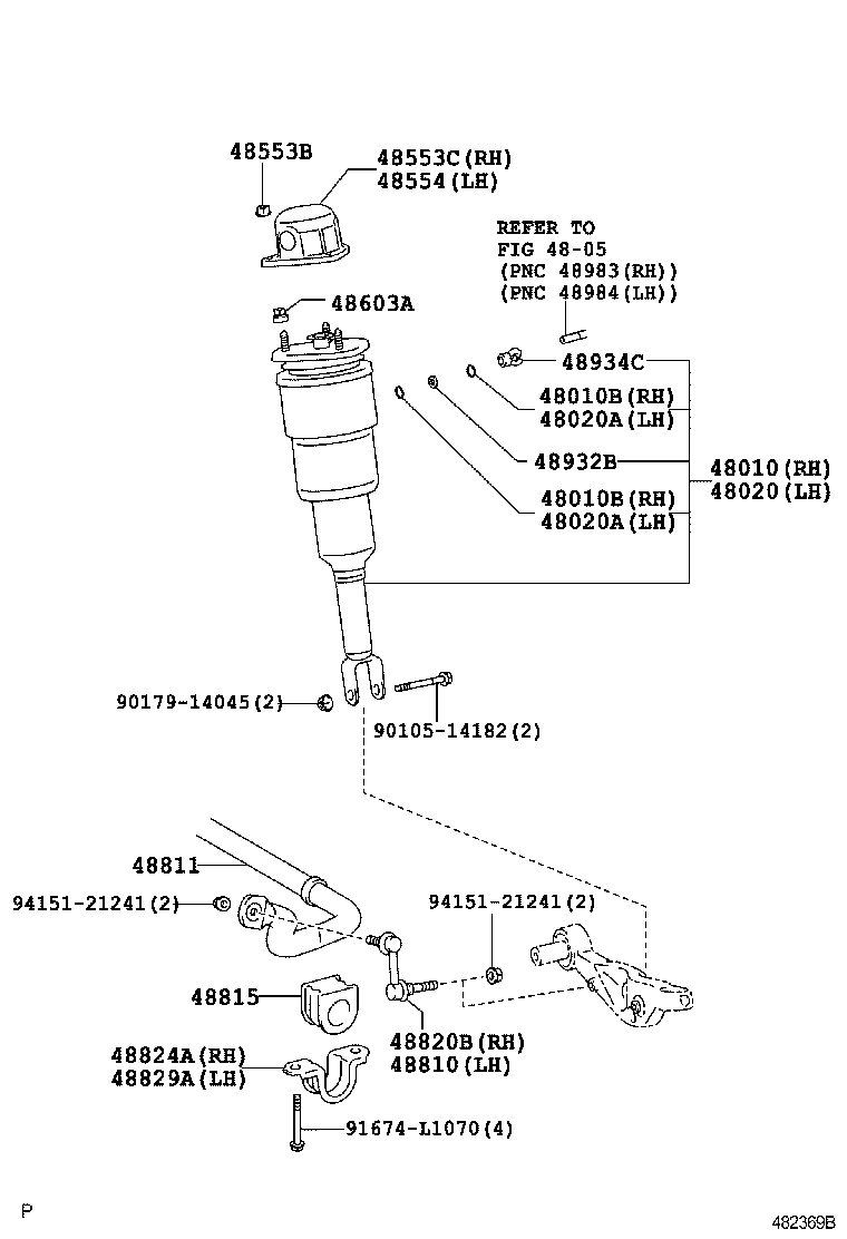 48010-50152 CYLINDER ASSY, PNEUMATIC, FRONT RH W/SHOCK ABSORBER product image