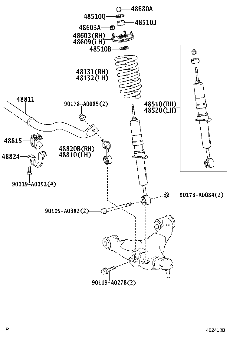 Toyota 48131-0C032 SPRING, FRONT COIL, RH