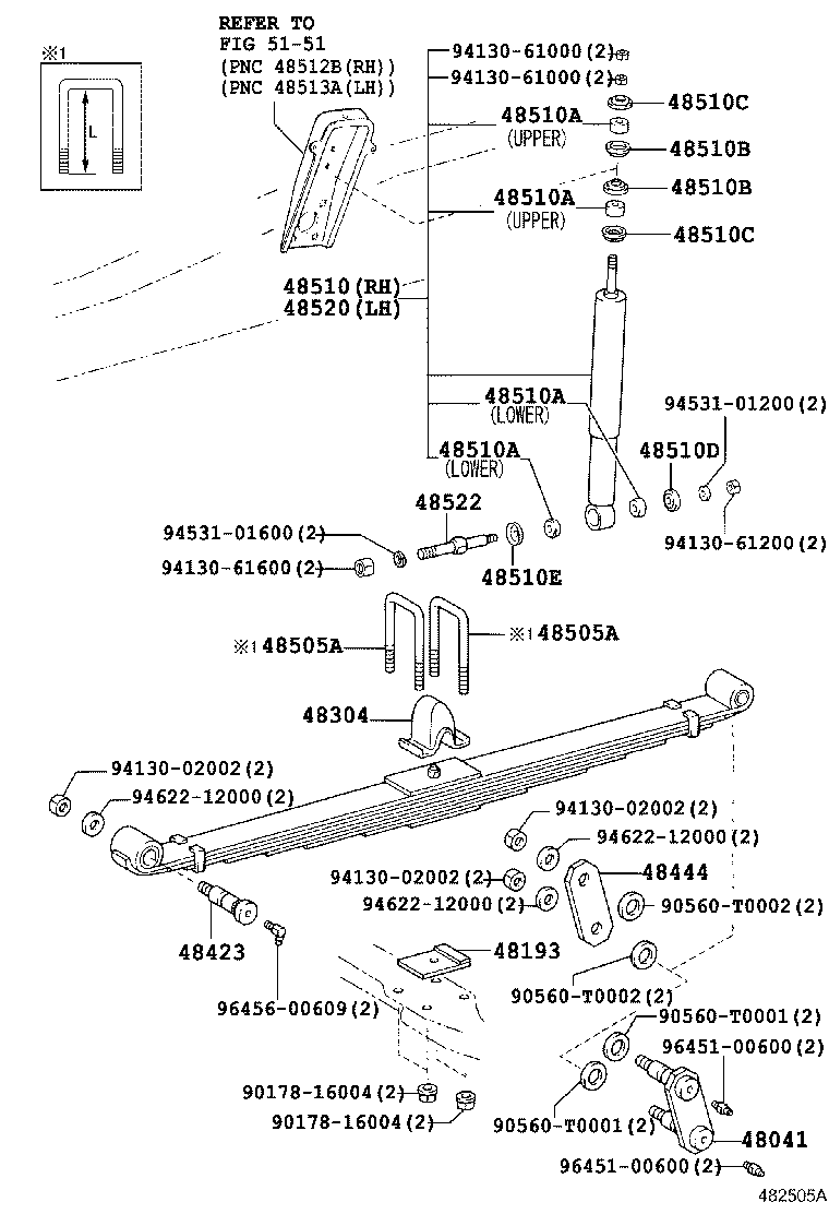 48147-0W190 BOLT, FRONT SPRING, CENTER product image