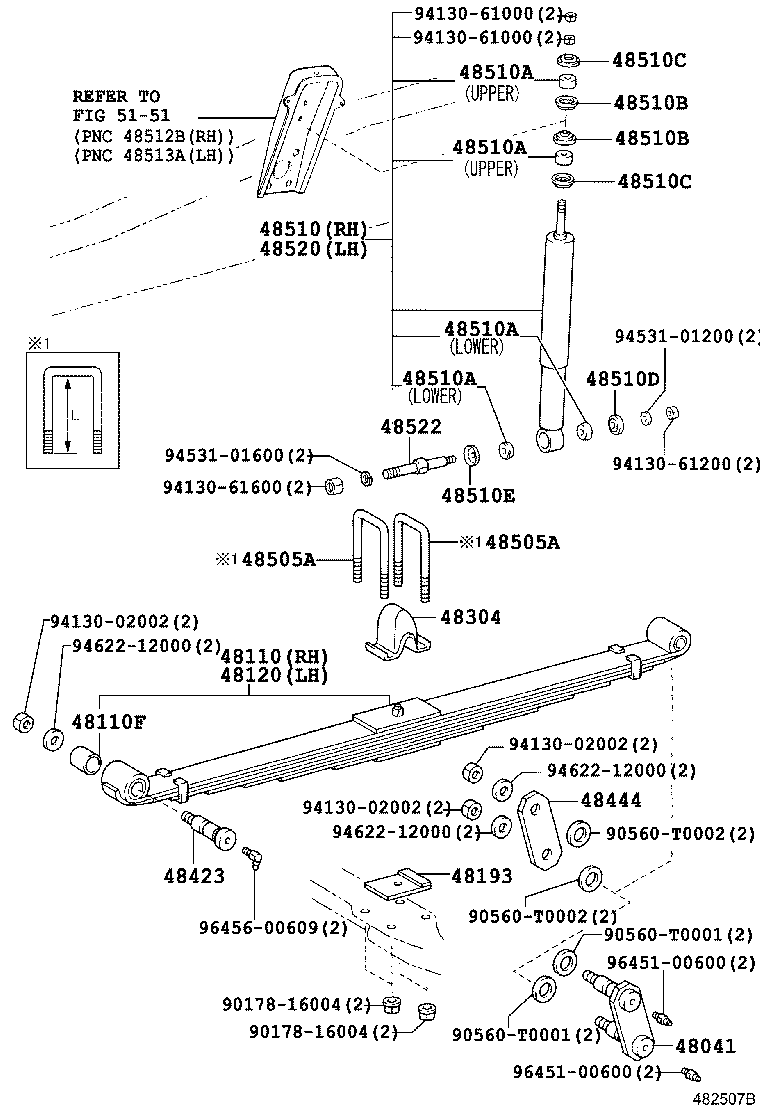 48147-0W190 BOLT, FRONT SPRING, CENTER product image