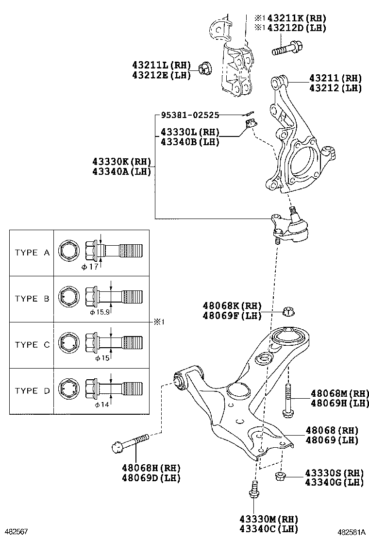 43212-12410 KNUCKLE, STEERING, LH product image