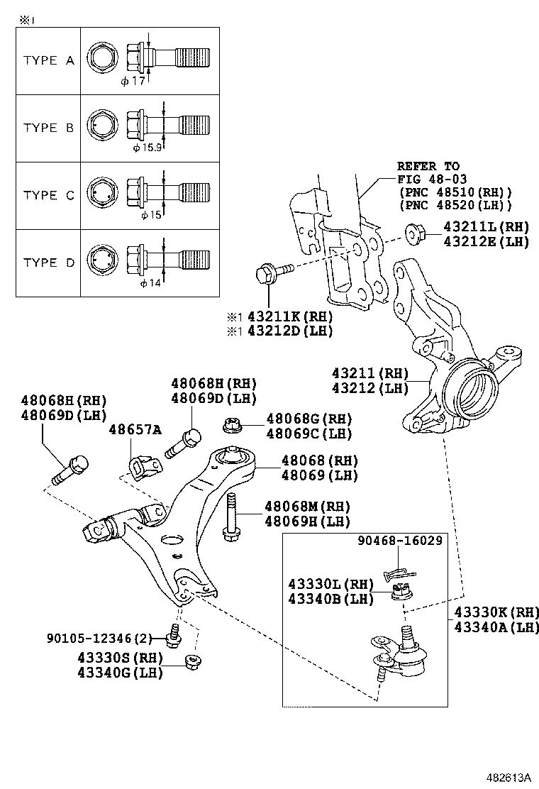 Toyota 43340-49015 JOINT ASSY, LOWER BALL, FRONT LH