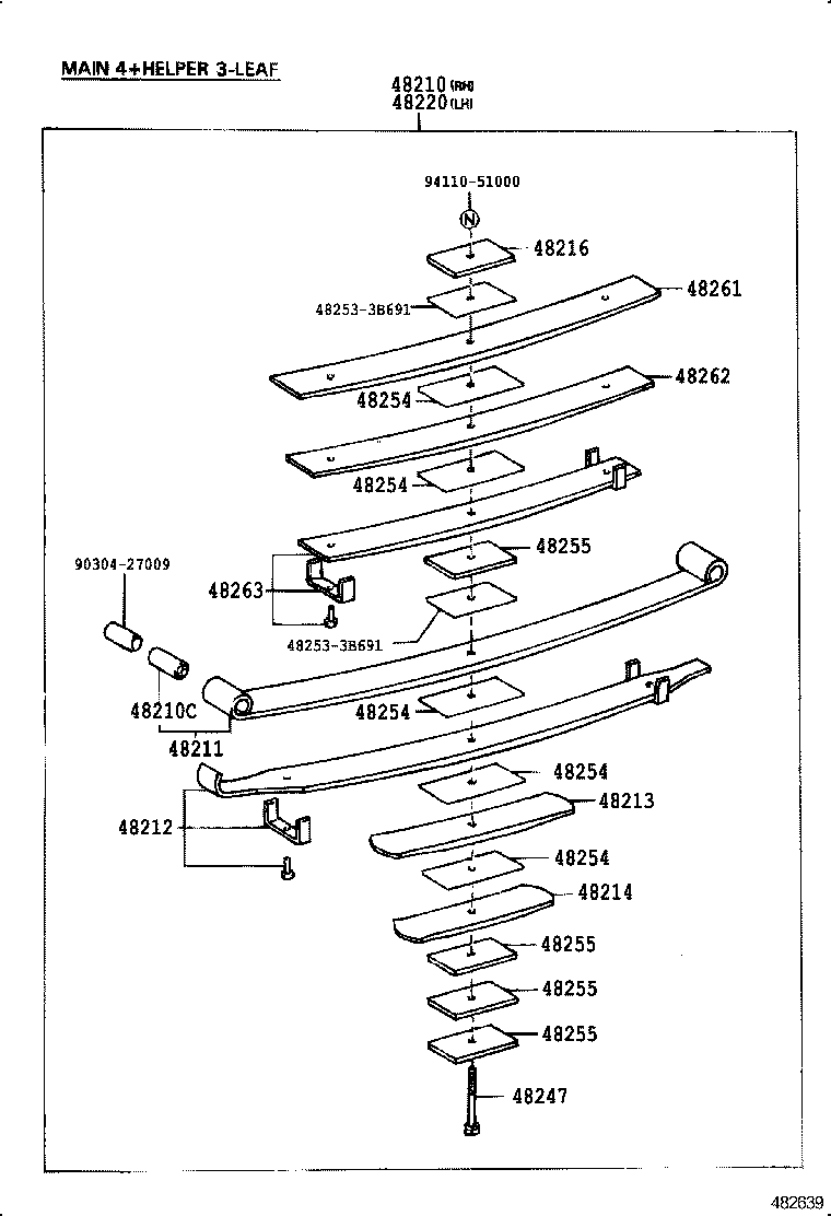 48046-36121 SEAT SUB-ASSY, SPRING U BOLT, RH product image