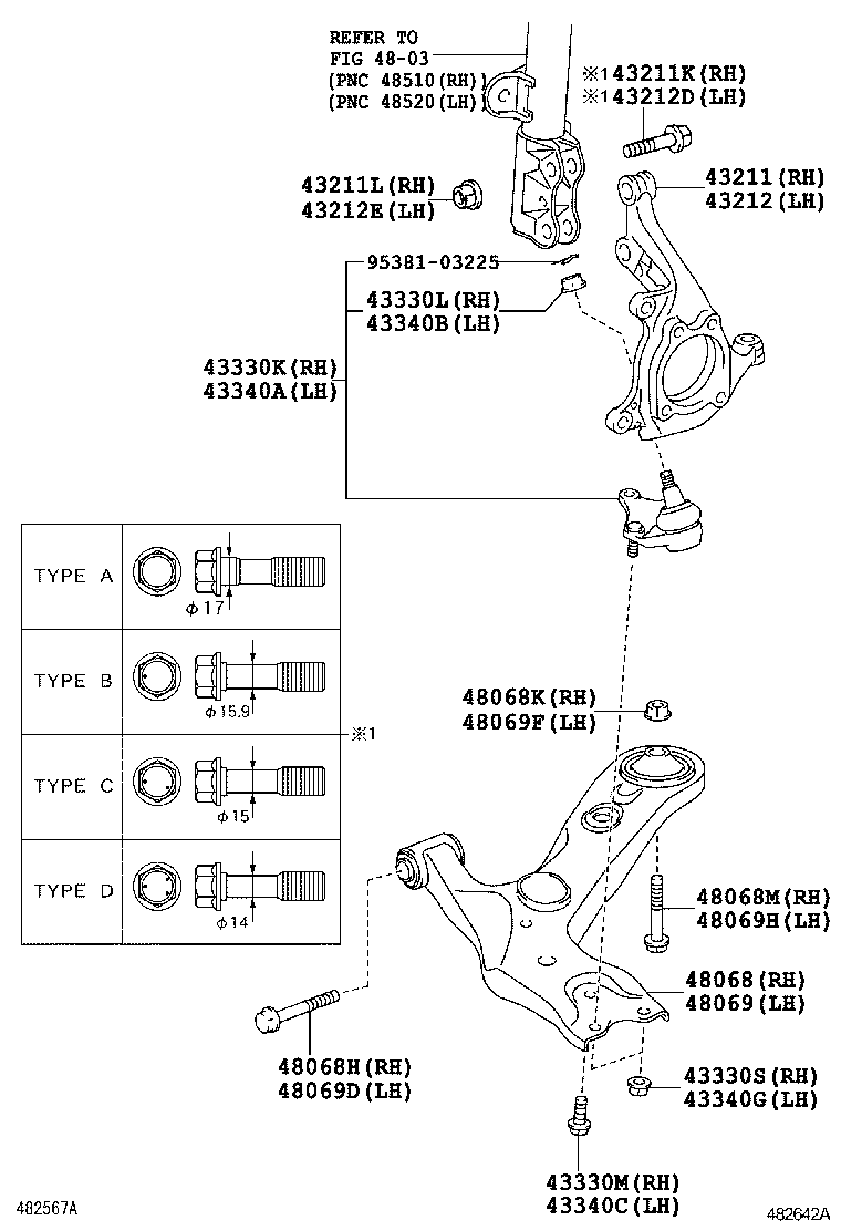 43212-02350 KNUCKLE, STEERING, LH product image