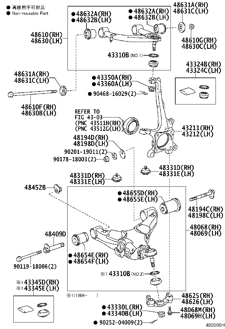 Toyota 43212-60190 KNUCKLE, STEERING, LH