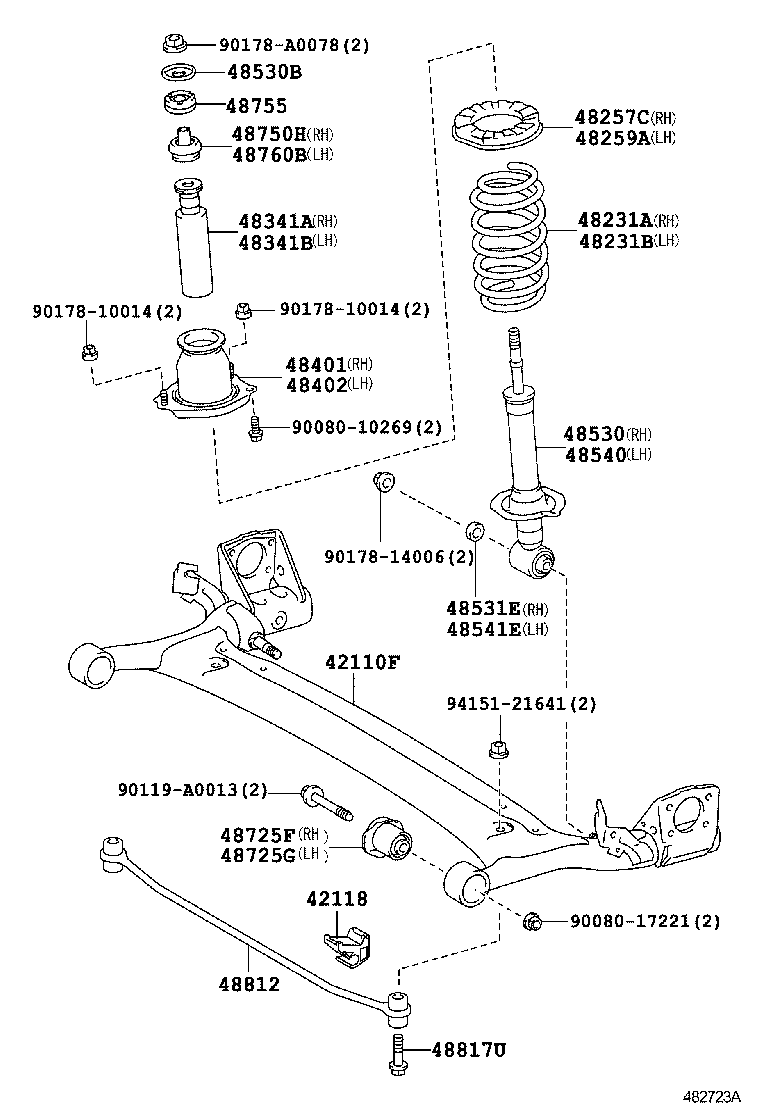 Toyota 48530-02B30 ABSORBER ASSY, SHOCK, REAR RH