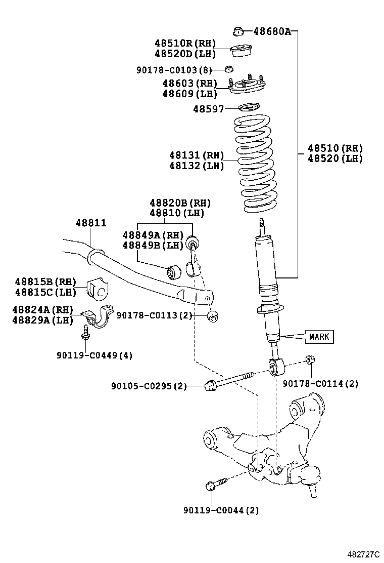 48131-60C90 SPRING, FRONT COIL, RH product image