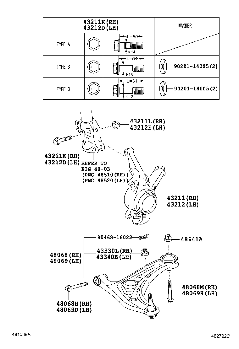 48068-59065 ARM SUB-ASSY, FRONT SUSPENSION, LOWER NO.1 RH product image