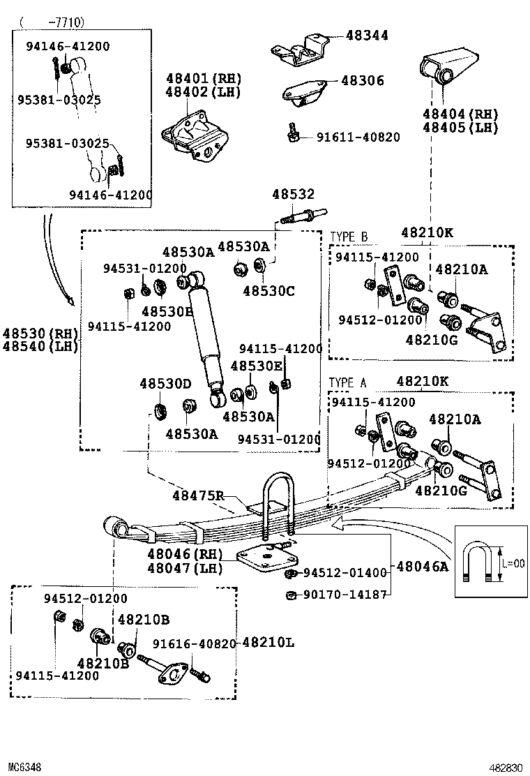 48405-60010 BRACKET SUB-ASSY, REAR SPRING, REAR RH product image