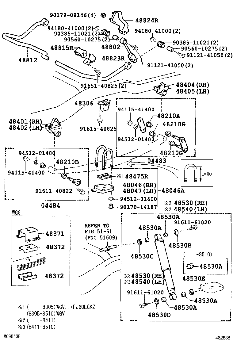 48247-60250 BOLT, REAR SPRING, CENTER product image