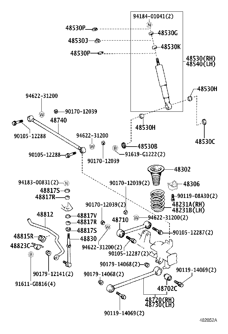 Toyota 48531-80692 ABSORBER ASSY, SHOCK, REAR RH