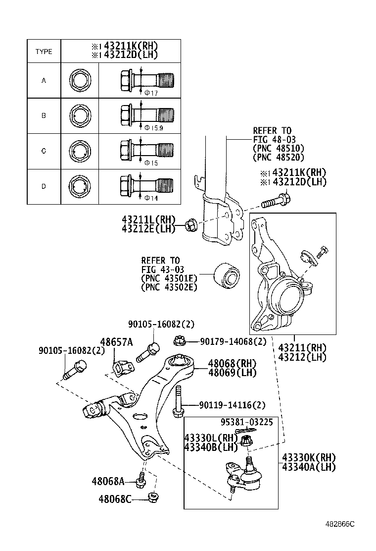 Toyota 43211-39045 KNUCKLE, STEERING, RH