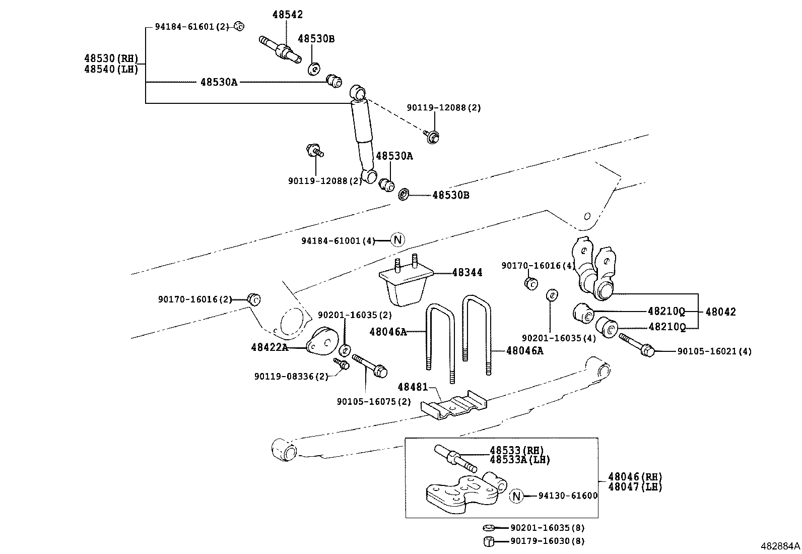 48042-37040 SHACKLE SUB-ASSY, REAR SPRING, NO.2 product image