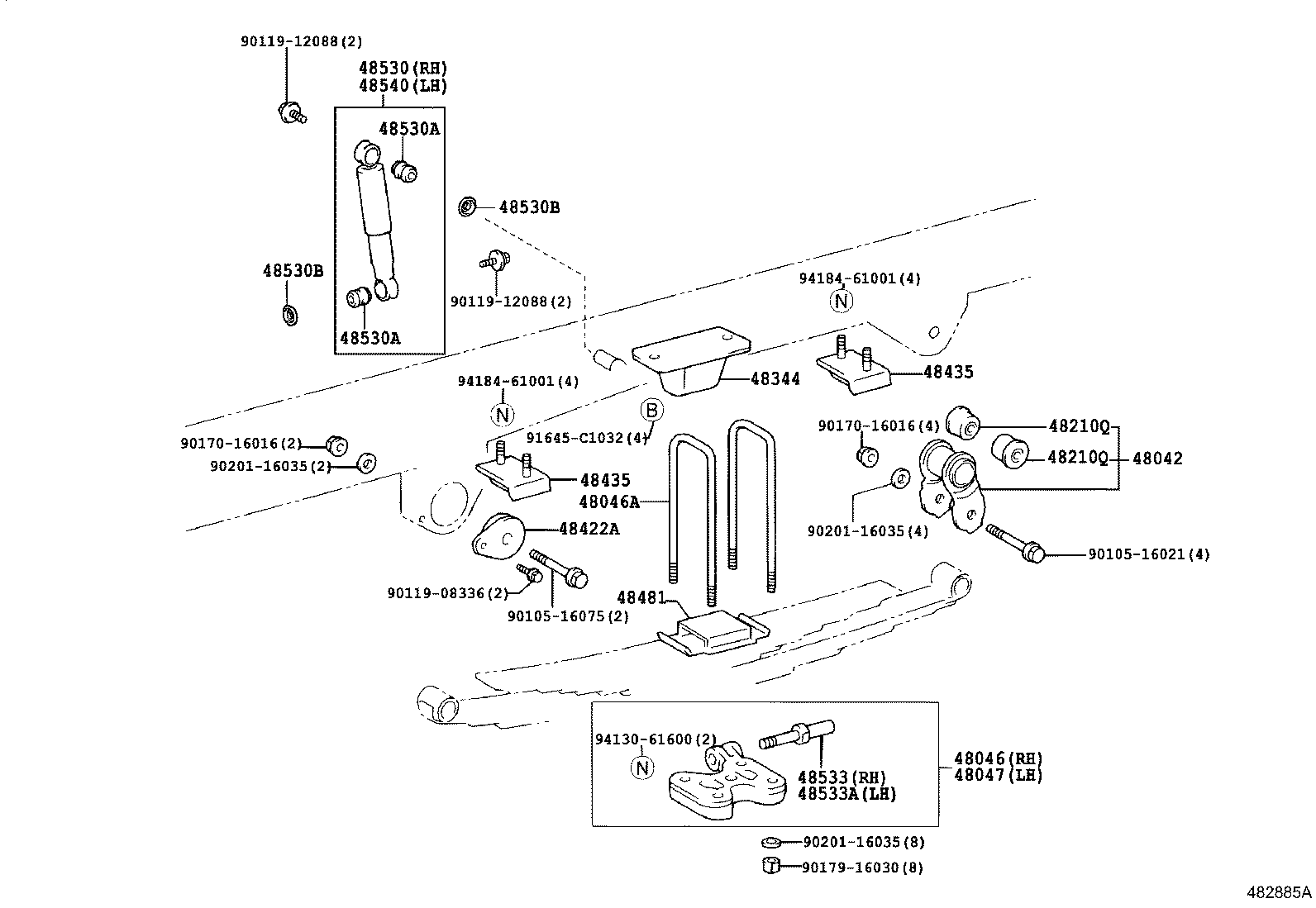 48042-37040 SHACKLE SUB-ASSY, REAR SPRING, NO.2 product image