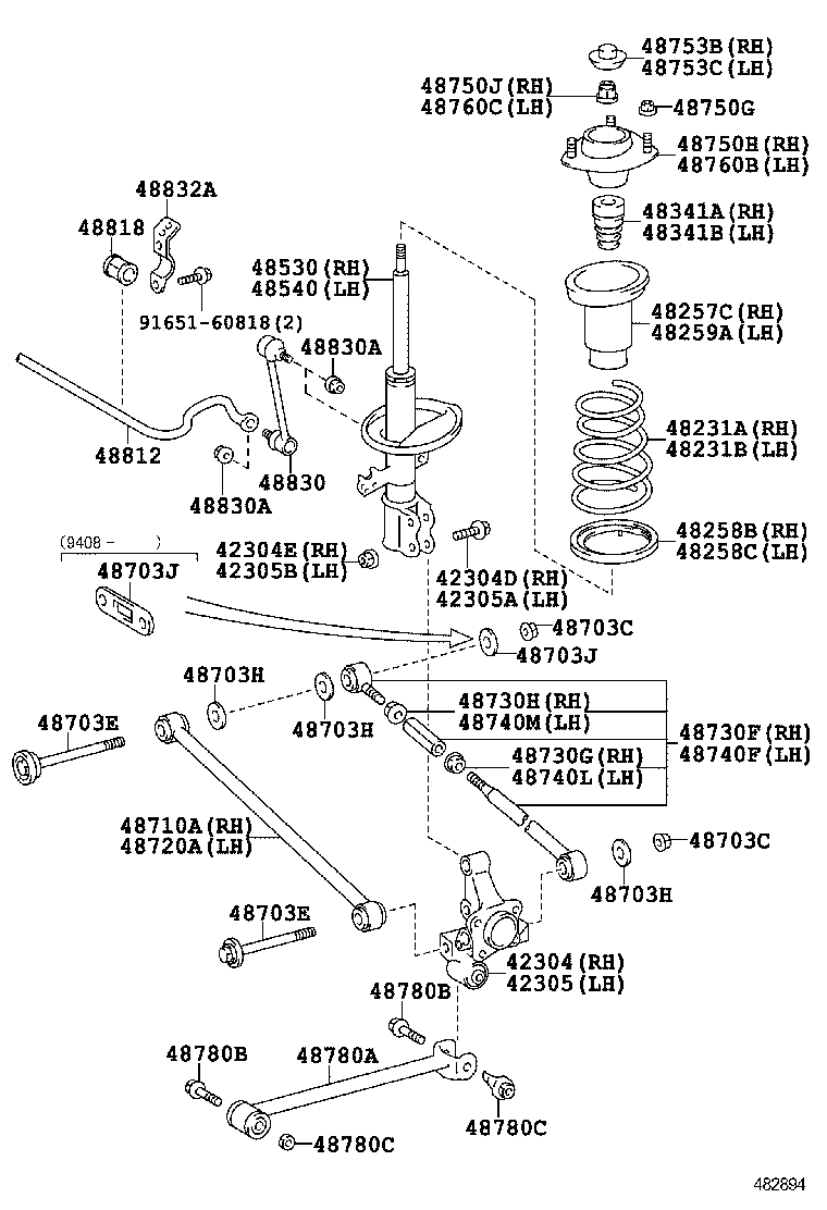 Toyota 42304-06020 CARRIER SUB-ASSY, REAR AXLE, RH