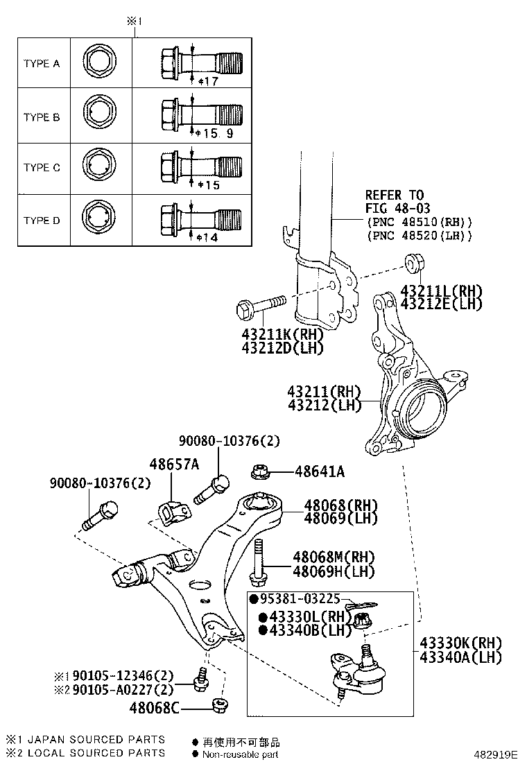 Toyota 43212-0T010 KNUCKLE, STEERING, LH