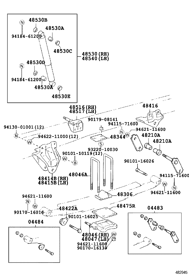 48247-3B490 BOLT, REAR SPRING, CENTER product image