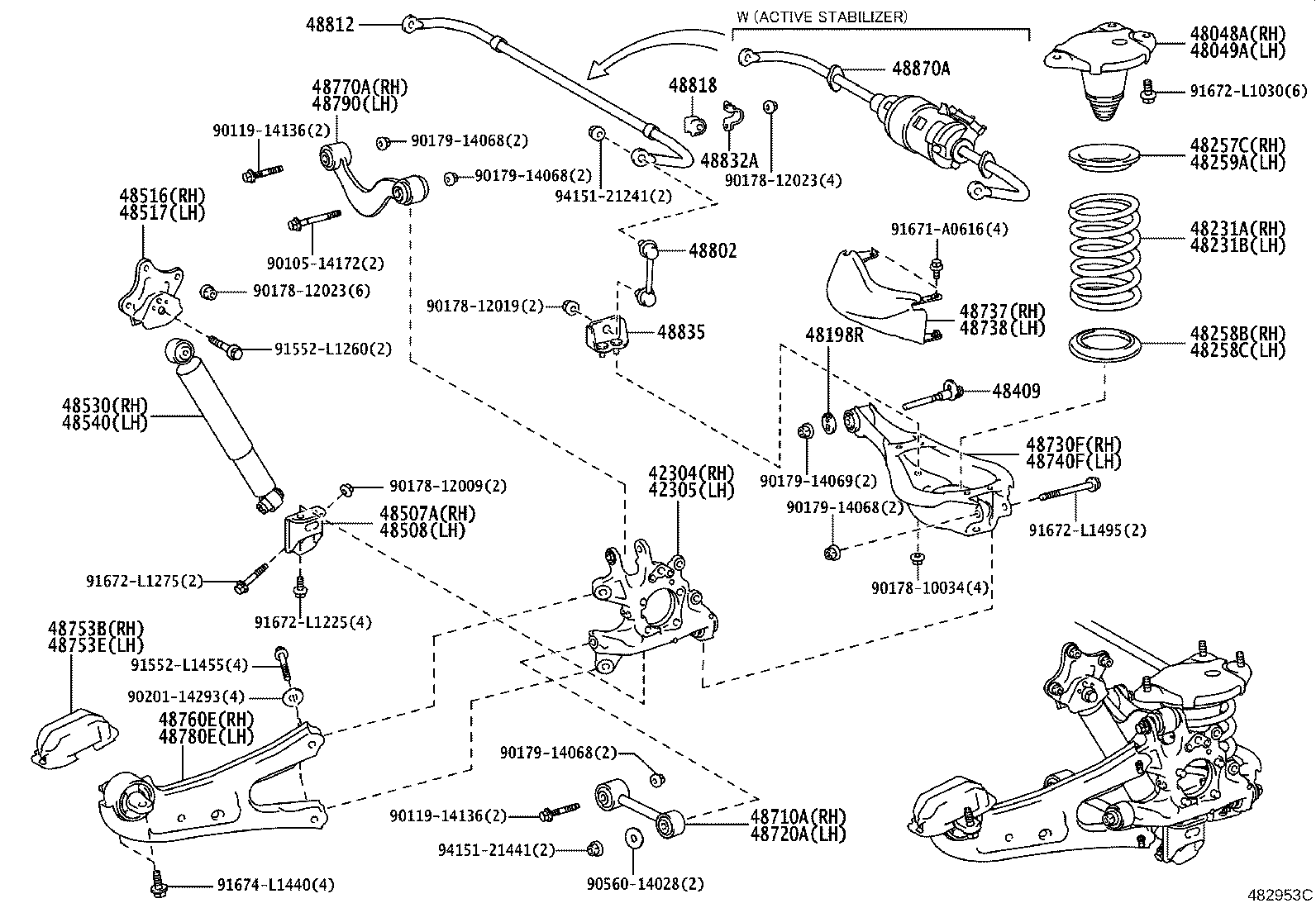 Toyota 42304-48060 CARRIER SUB-ASSY, REAR AXLE, RH