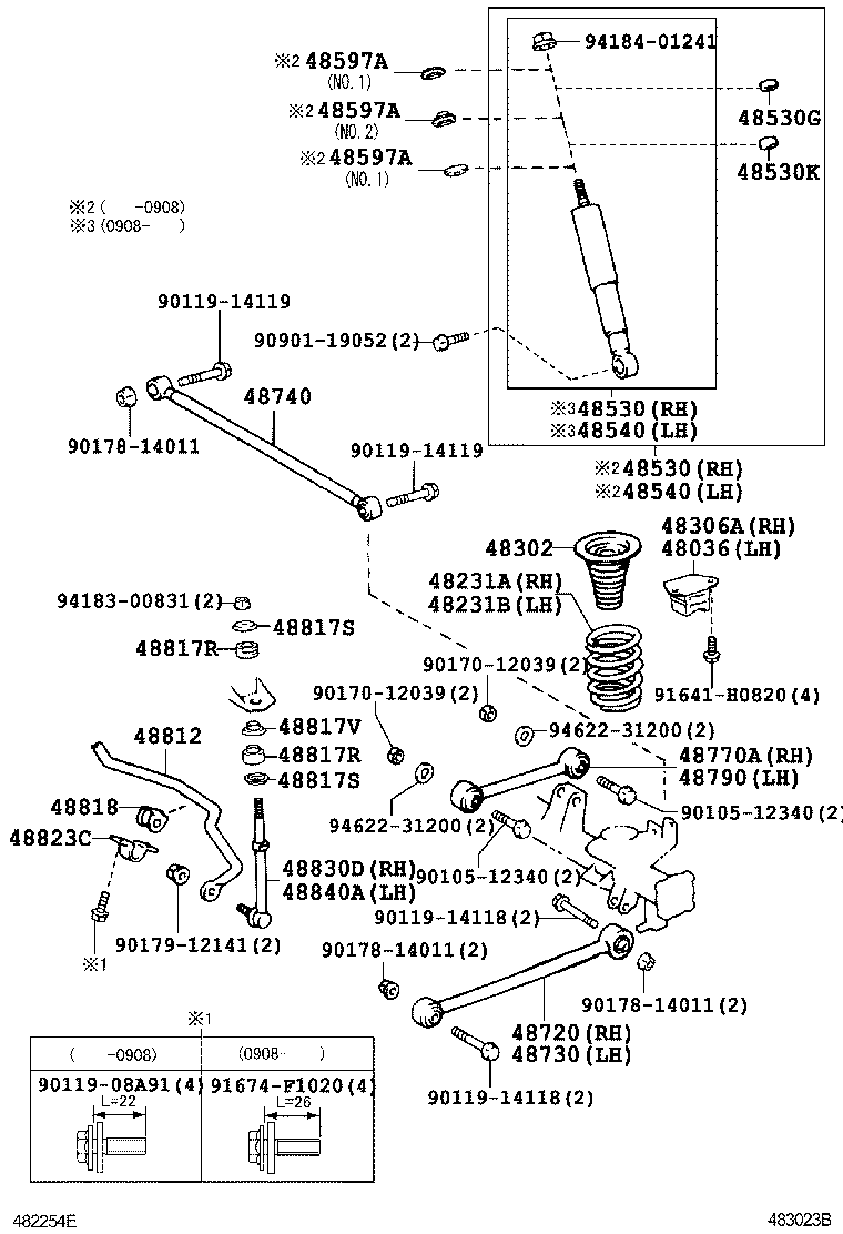 Toyota 48530-80461 ABSORBER ASSY, SHOCK, REAR RH