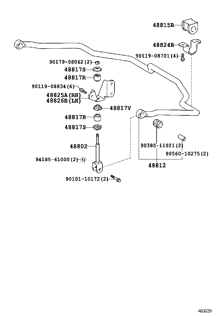 48247-6A040 BOLT, REAR SPRING, CENTER product image