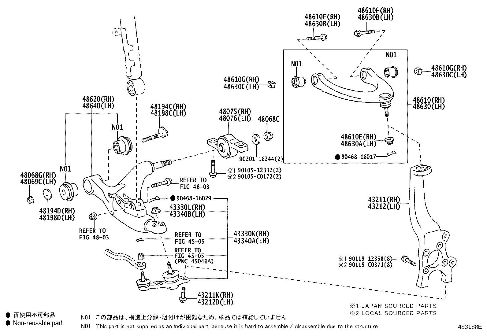 48075-0N021 BRACKET SUB-ASSY, LWR ARM, NO,1 product image