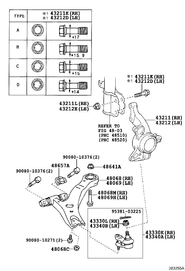 Toyota 43340-09040 JOINT ASSY, LOWER BALL, FRONT LH
