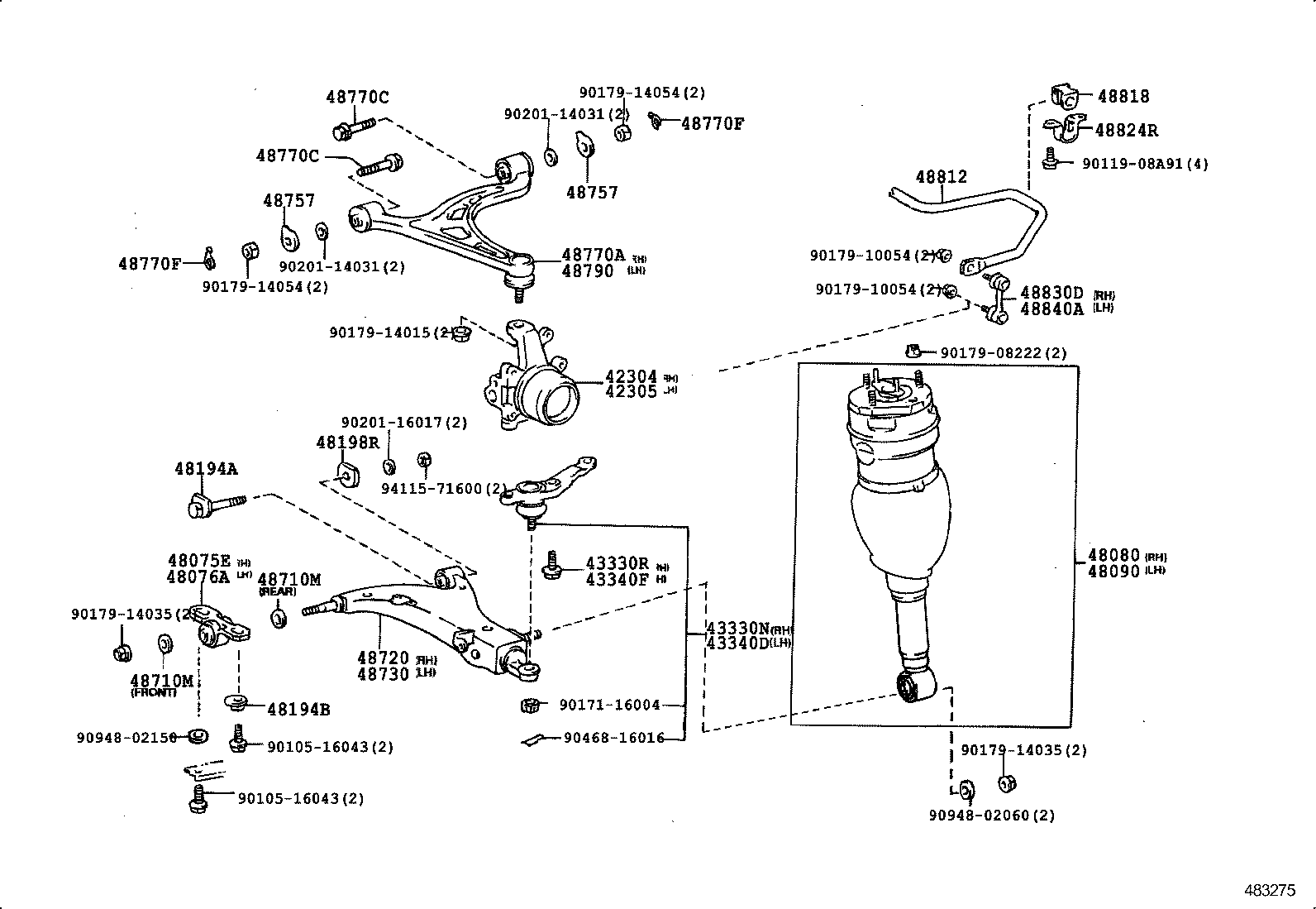 48080-30100 CYLINDER ASSY, PNEUMATIC, REAR RH W/SHOCK ABSORBER product image