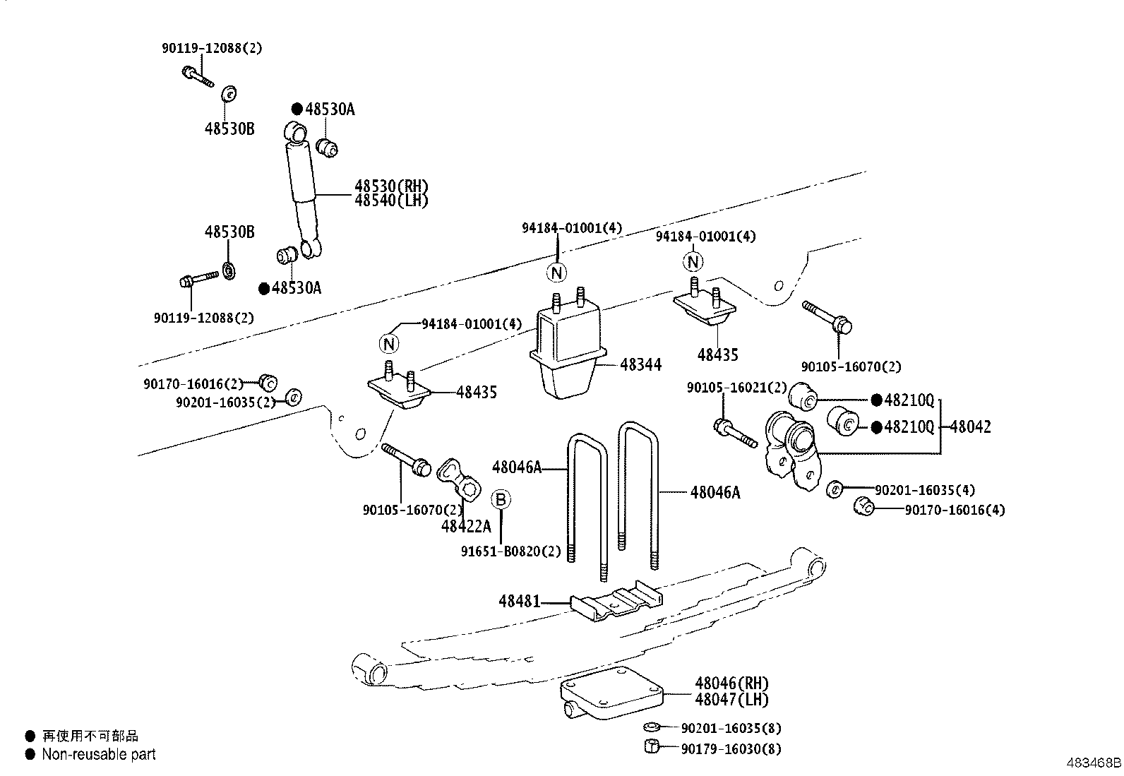48247-3V030 BOLT, REAR SPRING, CENTER product image