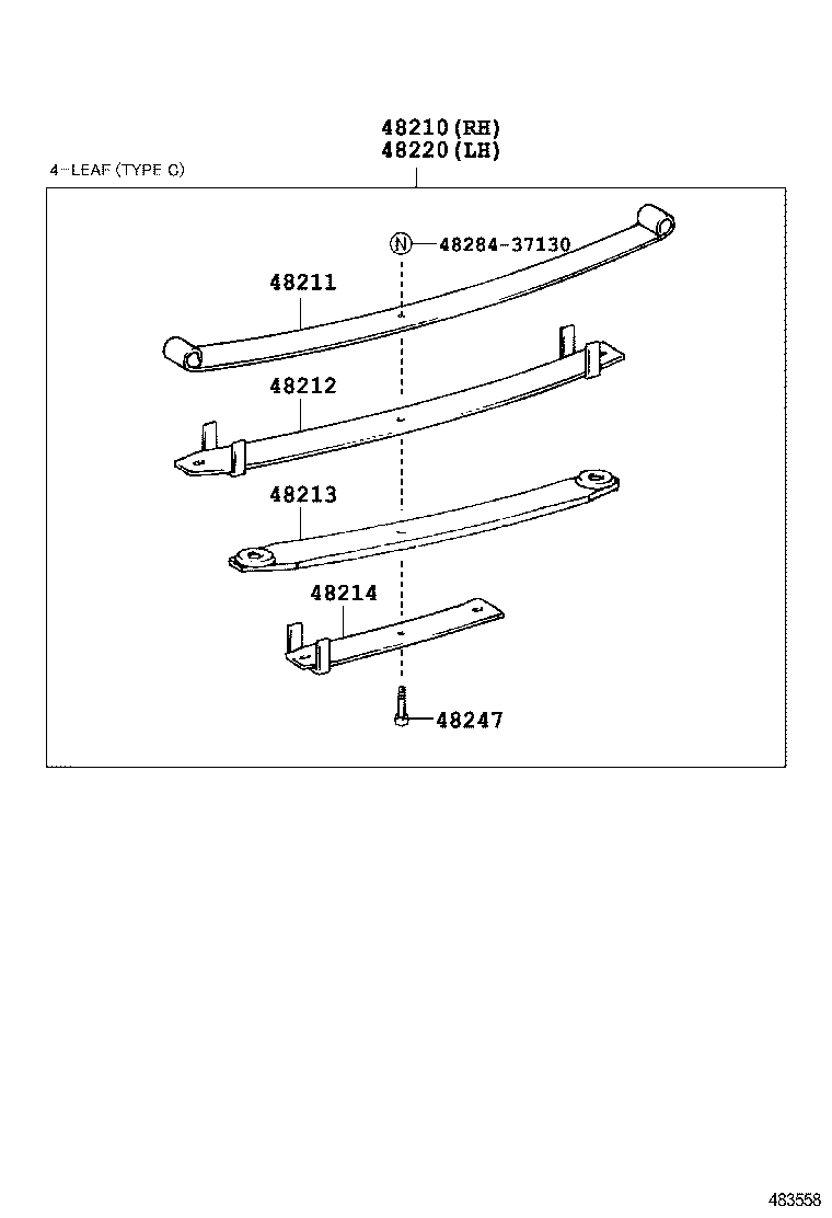 48147-36020 BOLT, REAR SPRING, CENTER product image