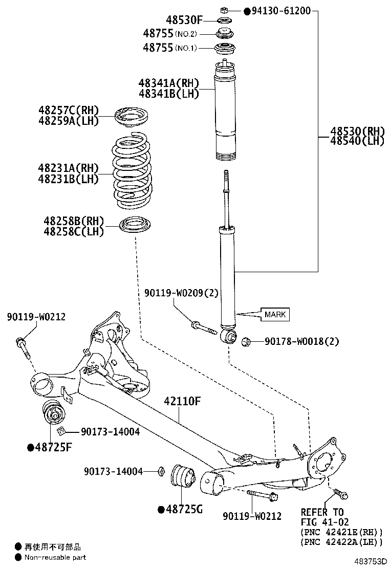 42305-02140 CARRIER SUB-ASSY, REAR AXLE, LH product image