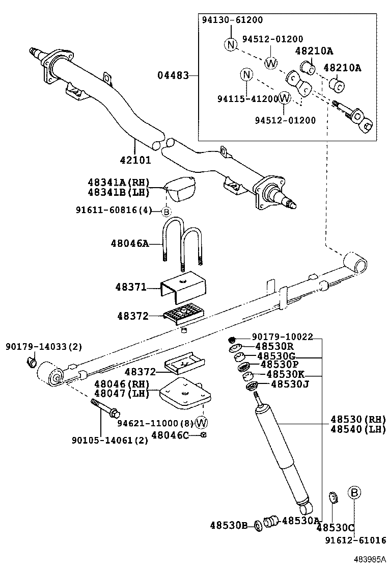48046-13090 SEAT SUB-ASSY, SPRING U BOLT, RH product image