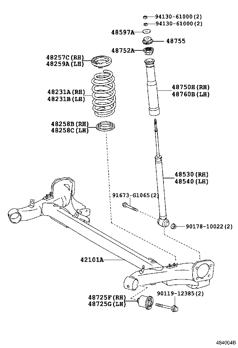 Toyota 48530-52G20 ABSORBER ASSY, SHOCK, REAR RH