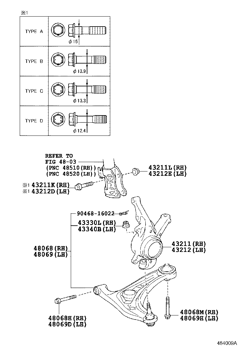 48068-59155 ARM SUB-ASSY, FRONT SUSPENSION, LOWER NO.1 RH product image