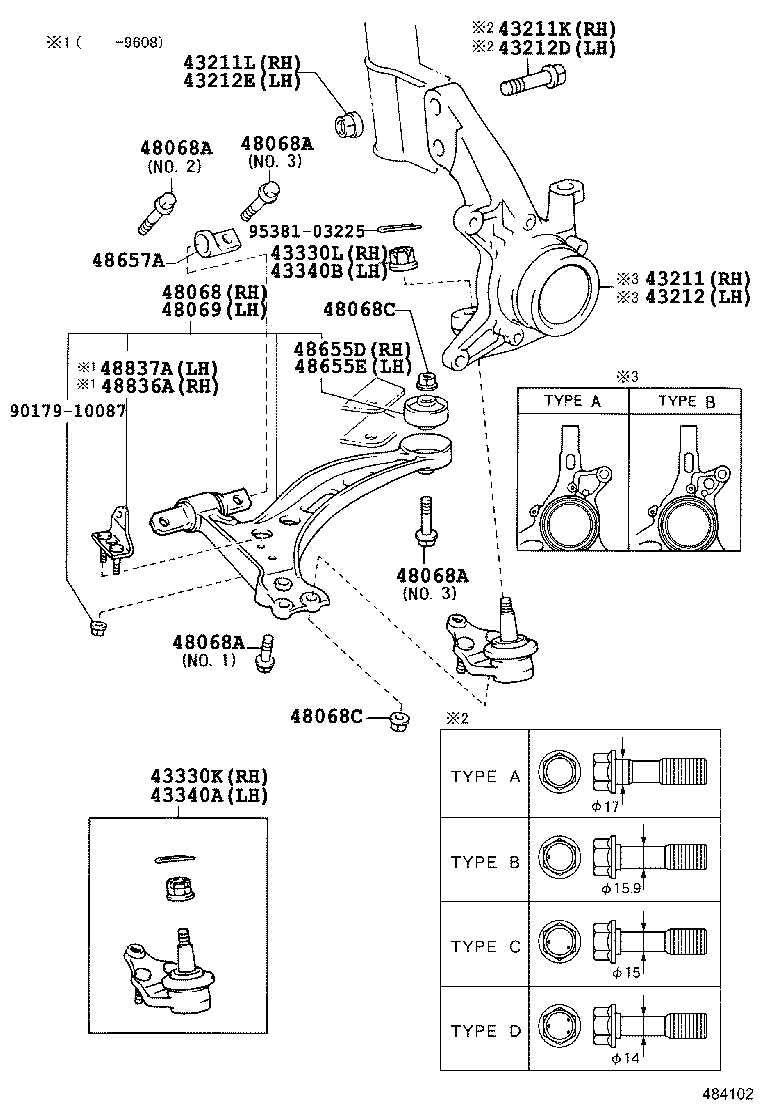 48655-08010 BUSH, FRONT LOWER ARM, NO.2 RH product image