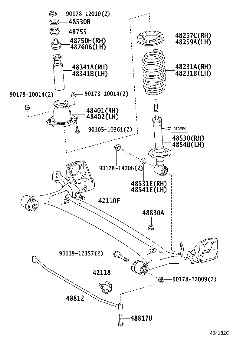 42305-32110 CARRIER SUB-ASSY, REAR AXLE, LH product image