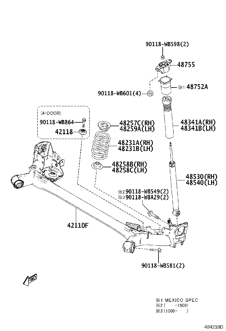 Toyota 48530-WB007 ABSORBER ASSY, SHOCK, REAR RH