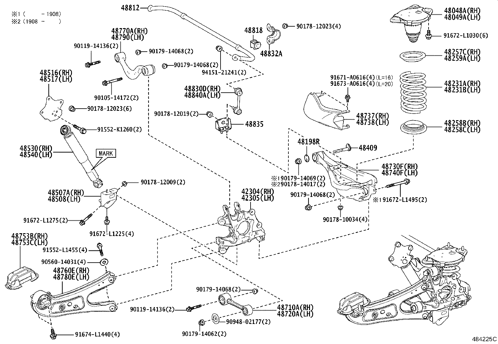 Toyota 42304-48070 CARRIER SUB-ASSY, REAR AXLE, RH