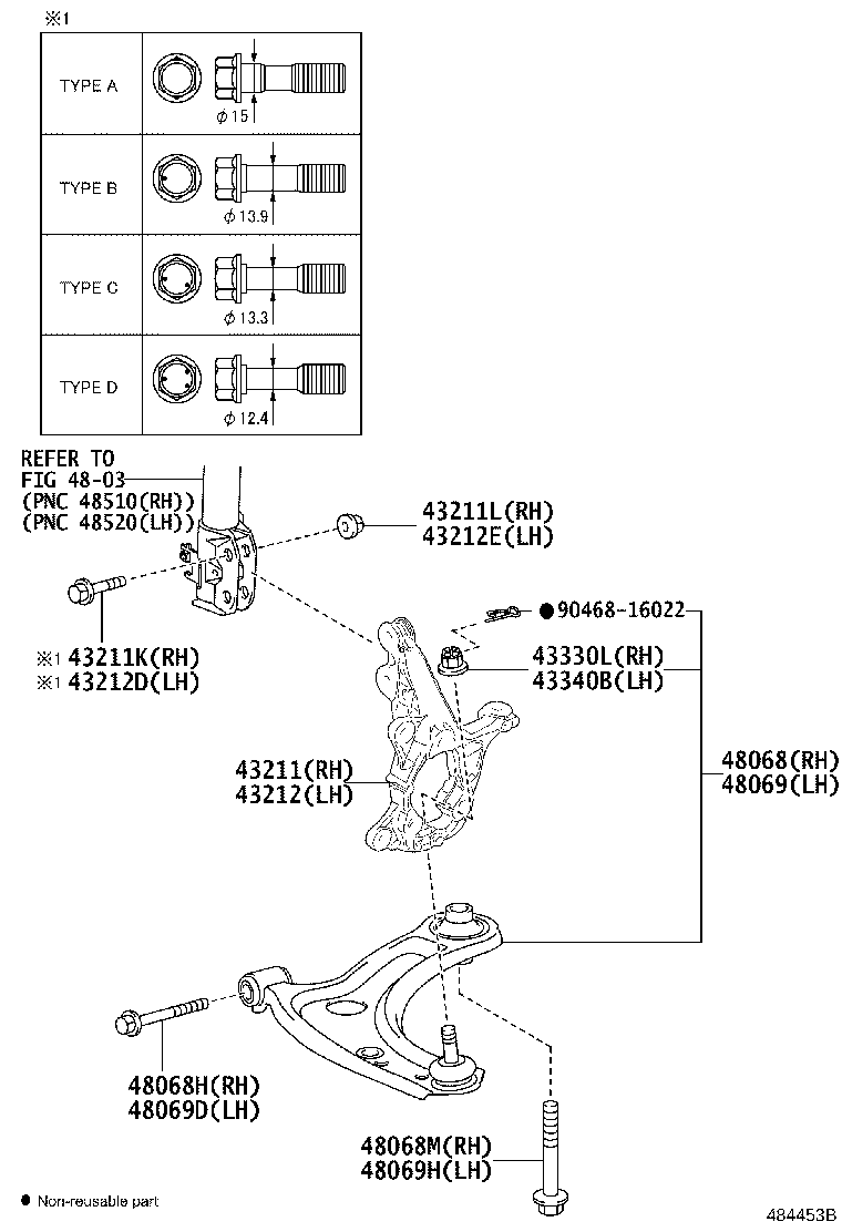48069-09280 ARM SUB-ASSY, FRONT SUSPENSION, LOWER NO.1 LH product image