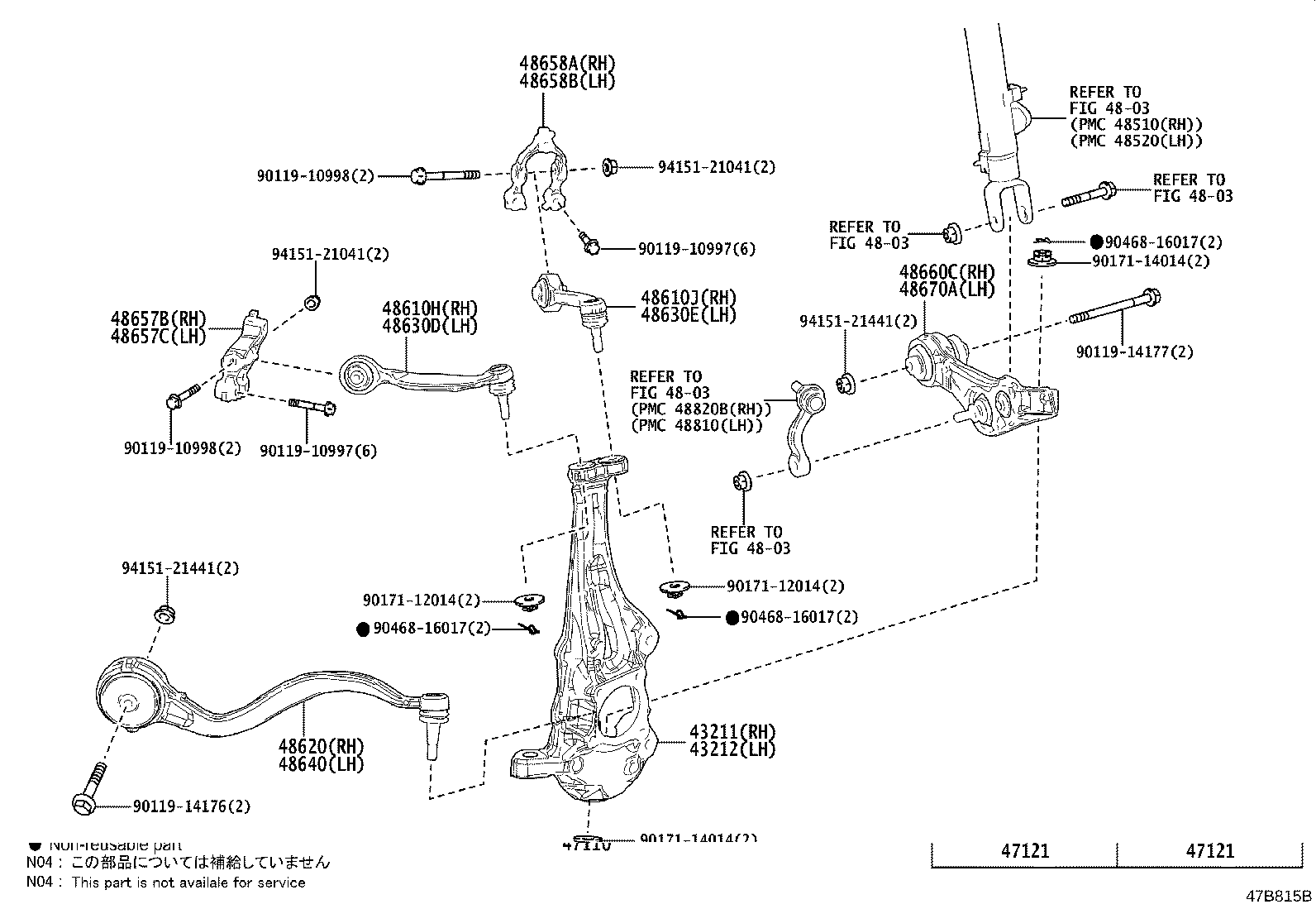 Toyota 48610-11010 ARM ASSY, FRONT SUSPENSION UPPER, NO.1 RH