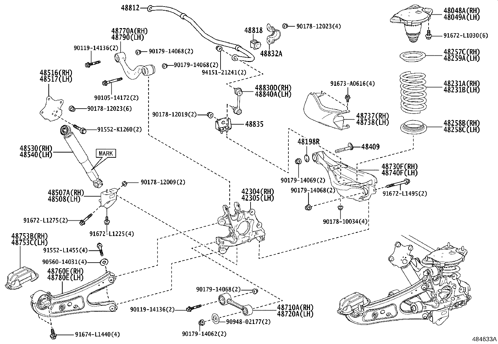 Toyota 48531-48440 ABSORBER ASSY, SHOCK, REAR RH