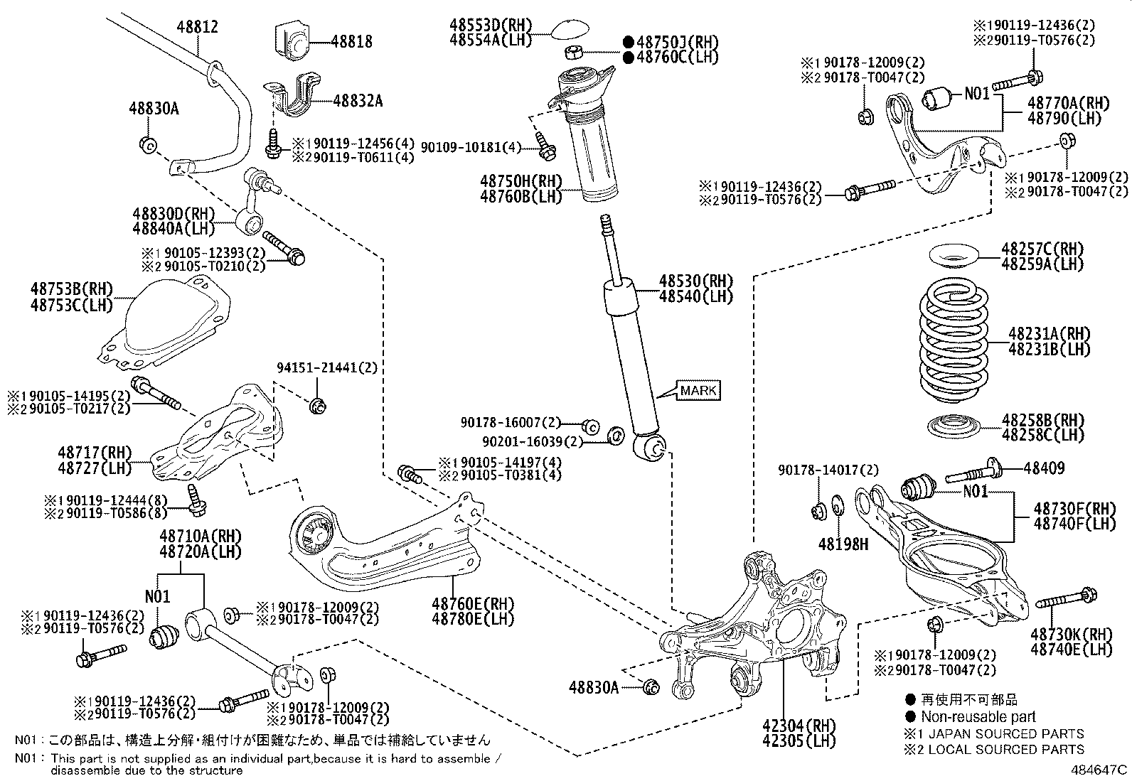 48750-10100 SUPPORT ASSY, REAR SUSPENSION, RH product image
