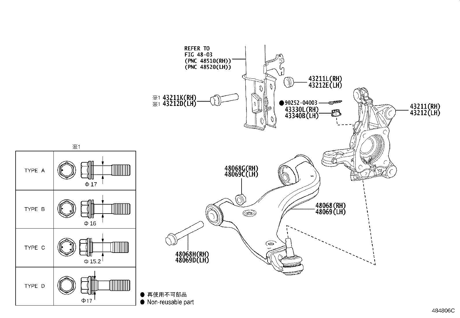 Toyota 43212-26140 KNUCKLE, STEERING, LH