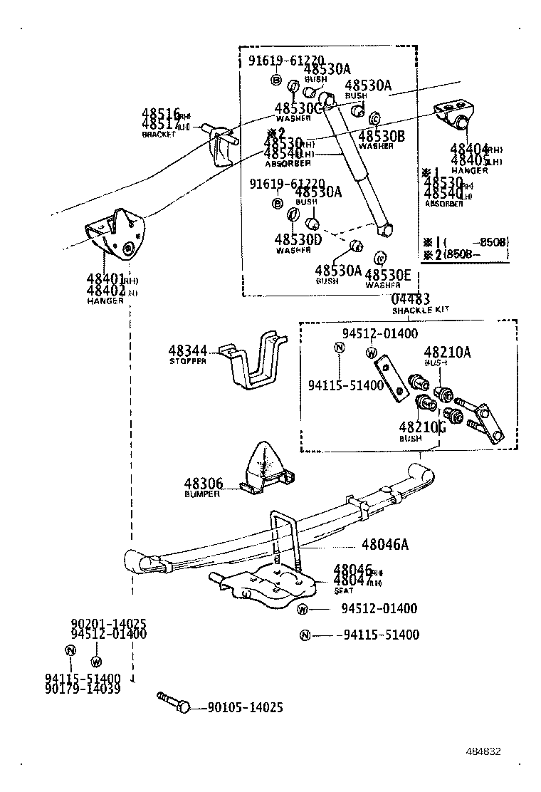 48247-25170 BOLT, REAR SPRING, CENTER product image